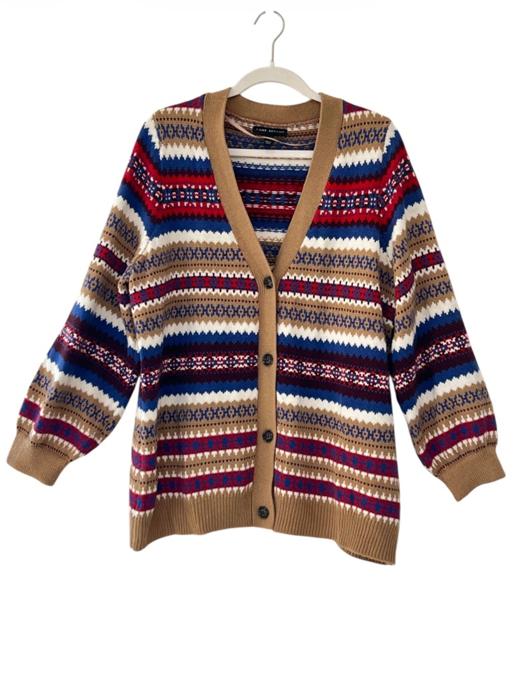 Lane Bryant Cozy Fair Isle Knit Cardigan Nordic Pattern Button Front Size 18/20